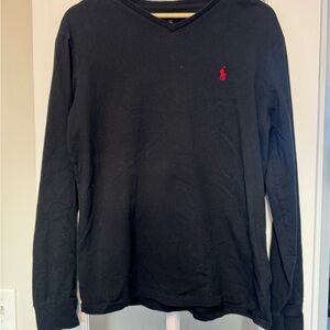 Polo by Ralph Lauren Black V-Neck Tee with Yellow Logo